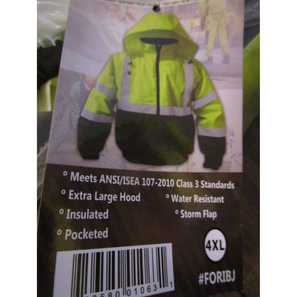 Forester Hi-Vis Yellow Insulated Bomber Jacket Hooded Winter Jacket Pocketed 4XL